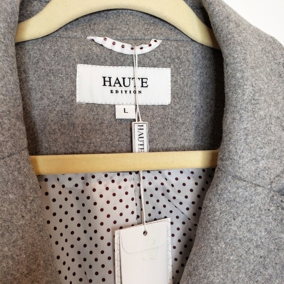 Haute Edition Wool Blend Single Breasted Pea Coat - Picture 4 of 7